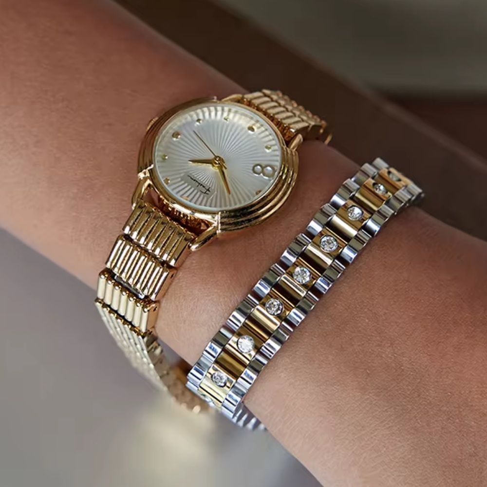 Elegant Two Tone Crystal Bracelet – Minimalist Stainless Steel - Picture 5 of 7